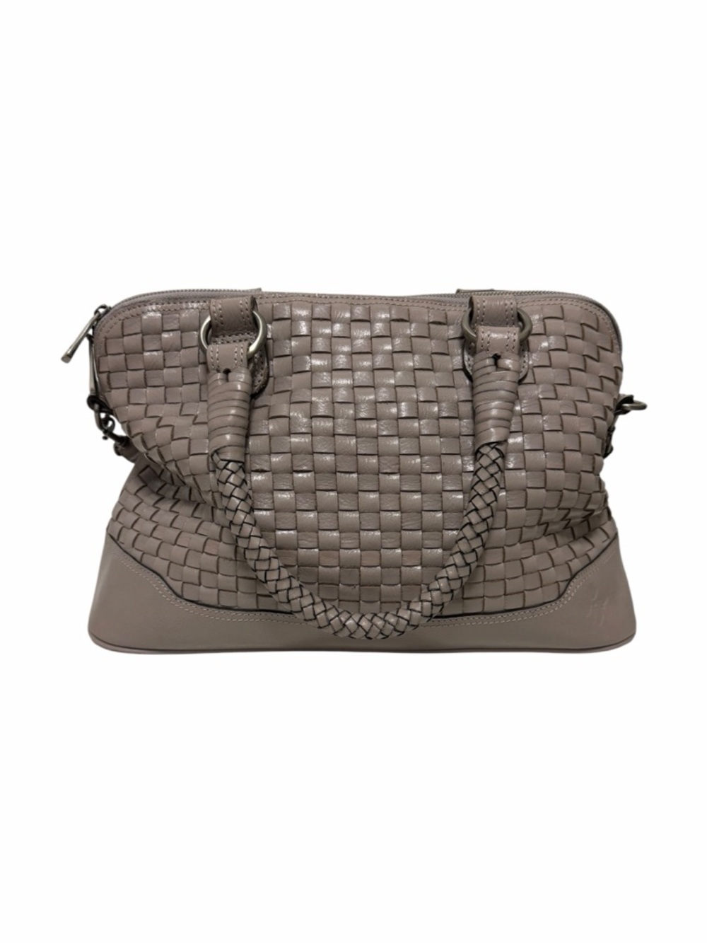 Patricia Nash Woven/Solid Gray Leather Satchel Handbag